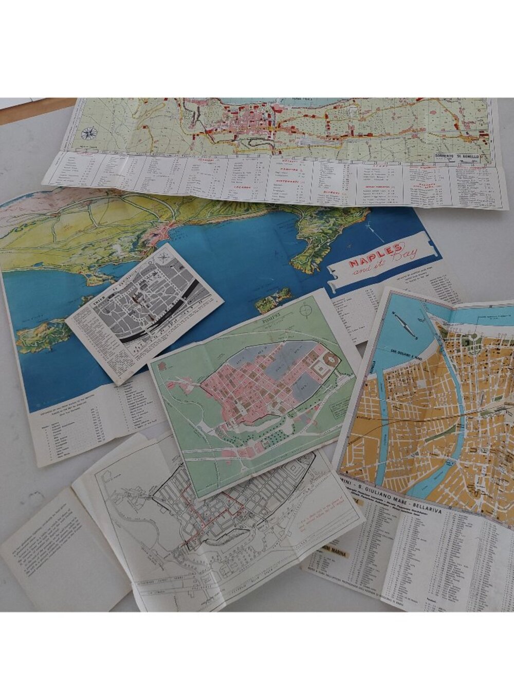 Vintage 60s 70s Lot Italy Maps Naples Rimini Pompeii Sorento Trier Germany